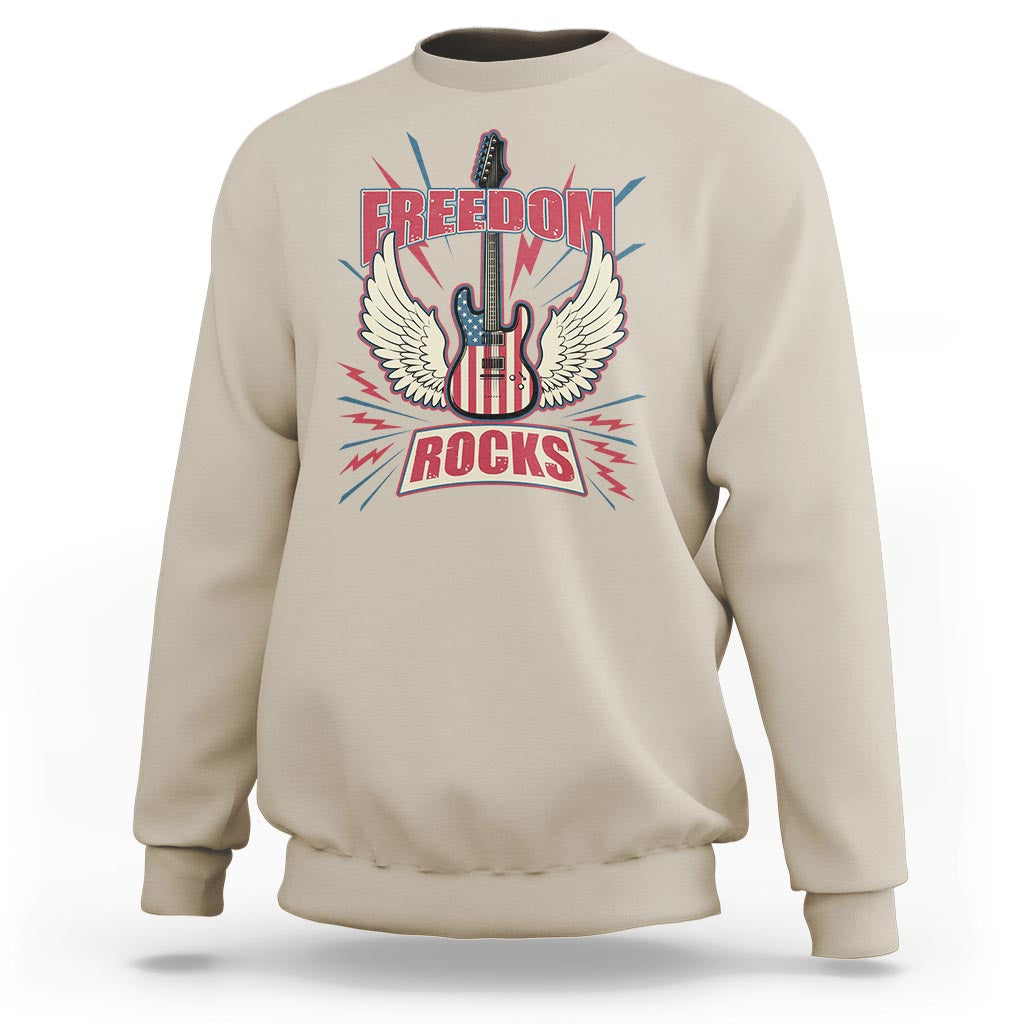 4th Of July Rock Lover Sweatshirt Freedom Rocks Patriotic Party - Wonder Print Shop