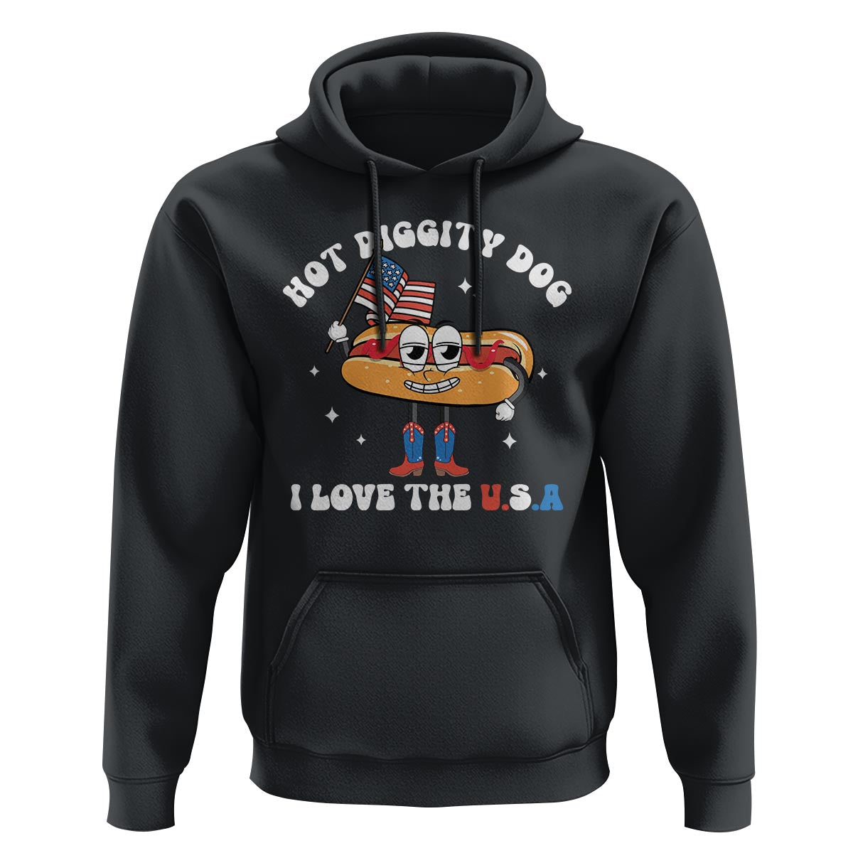 Funny 4th Of July Hoodie Hot Diggity Dog I Love USA - Wonder Print Shop