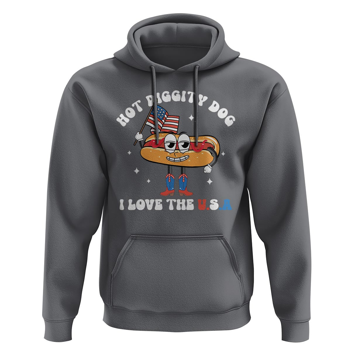 Funny 4th Of July Hoodie Hot Diggity Dog I Love USA - Wonder Print Shop