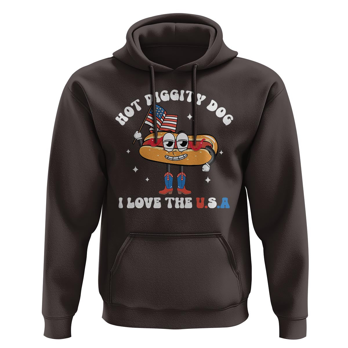 Funny 4th Of July Hoodie Hot Diggity Dog I Love USA - Wonder Print Shop