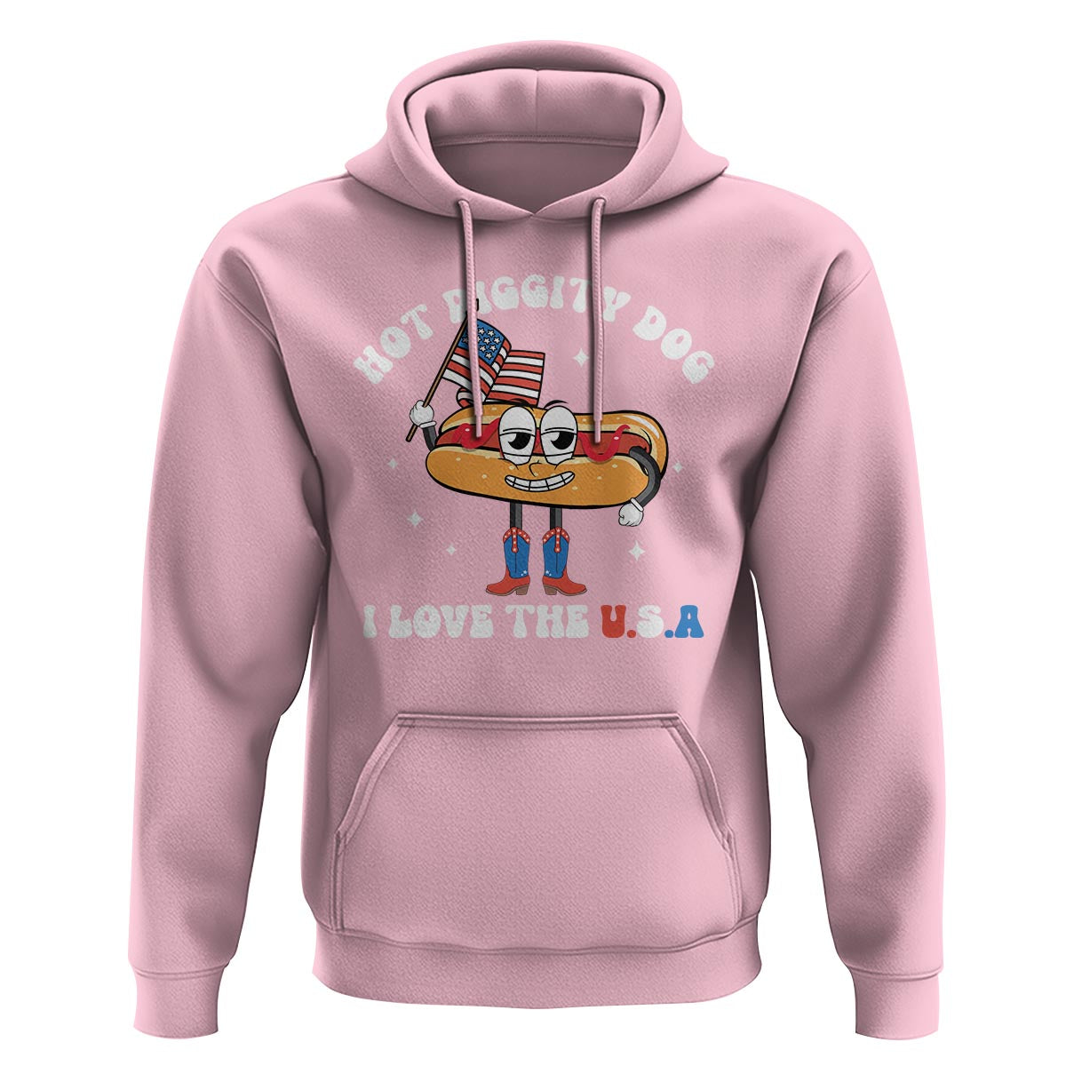 Funny 4th Of July Hoodie Hot Diggity Dog I Love USA - Wonder Print Shop