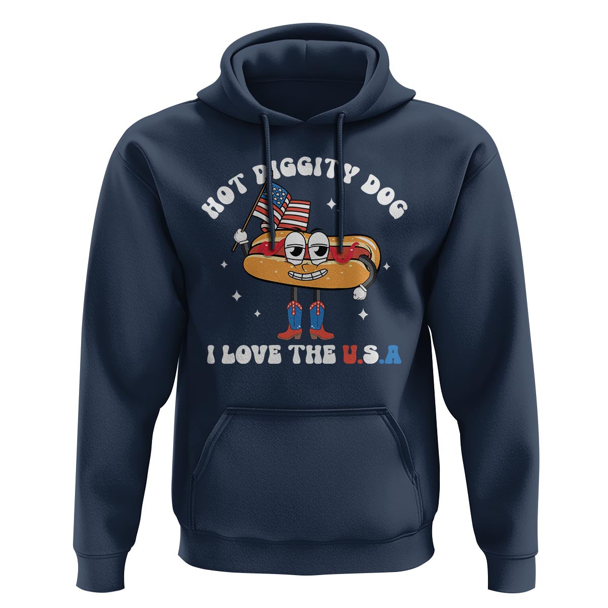 Funny 4th Of July Hoodie Hot Diggity Dog I Love USA - Wonder Print Shop
