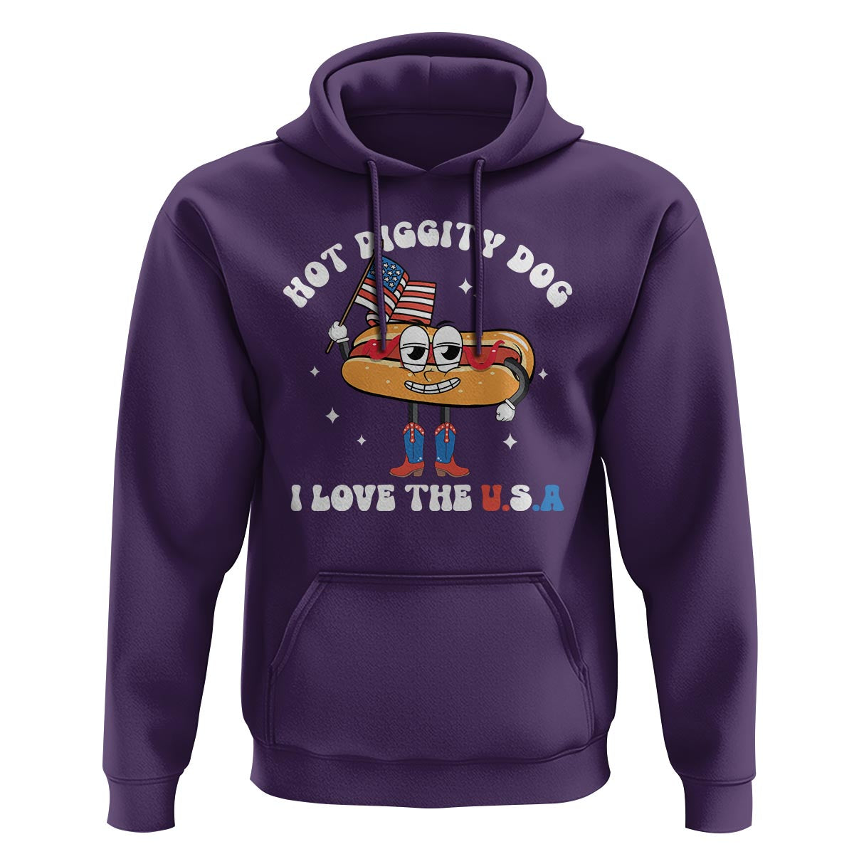 Funny 4th Of July Hoodie Hot Diggity Dog I Love USA - Wonder Print Shop