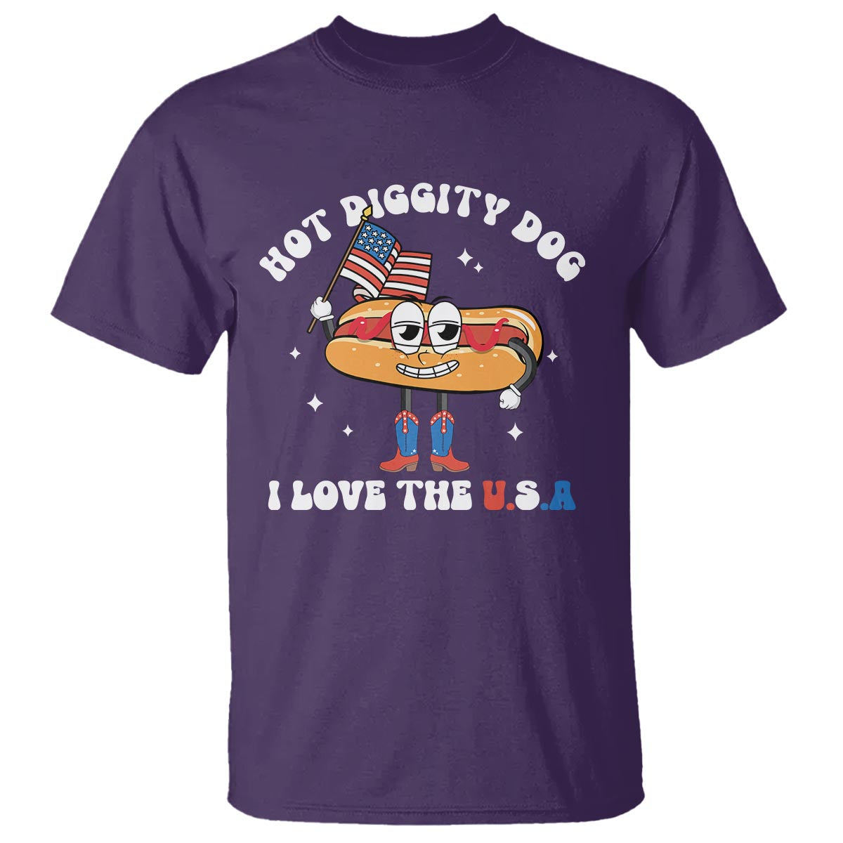 Funny 4th Of July T Shirt Hot Diggity Dog I Love USA - Wonder Print Shop