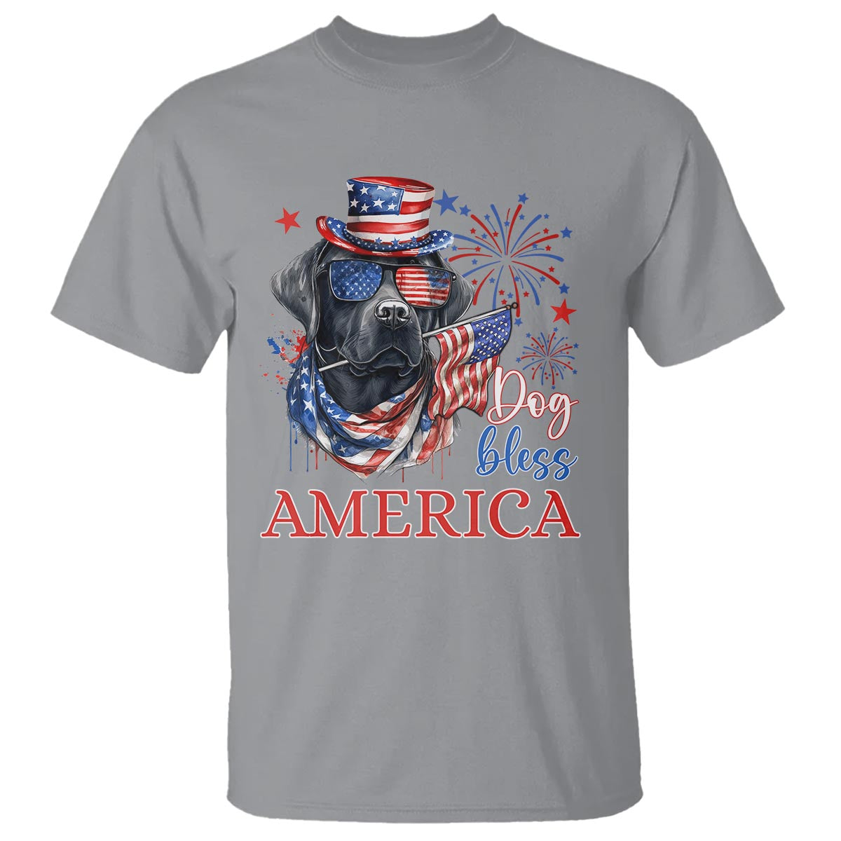 4th Of July Dog Bless America US Patriotic T Shirt - Wonder Print Shop