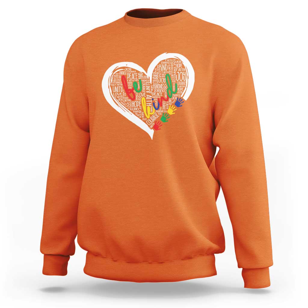 Unity Day Sweatshirt Orange Heart Be Kind Anti Bullying - Wonder Print Shop