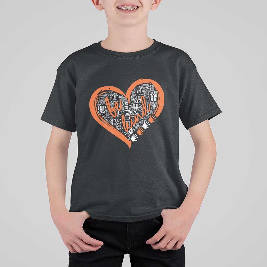 Anti Bullying T Shirt For Kid Orange Heart Be Kind Unity Day - Wonder Print Shop