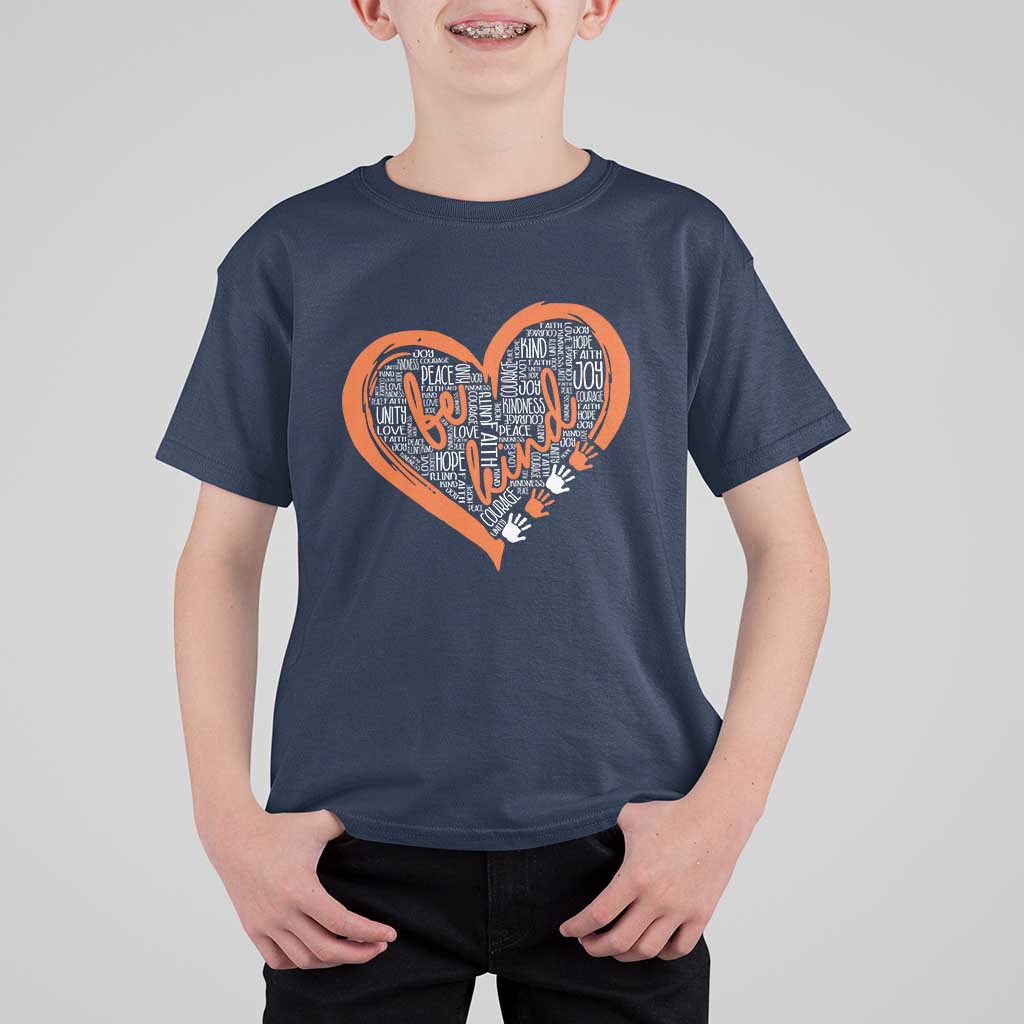 Anti Bullying T Shirt For Kid Orange Heart Be Kind Unity Day - Wonder Print Shop