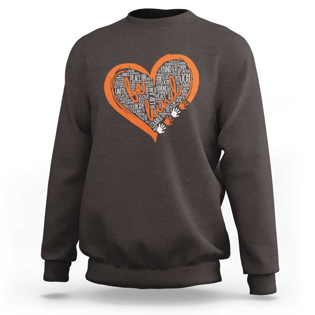 Anti Bullying Sweatshirt Orange Heart Be Kind Unity Day - Wonder Print Shop