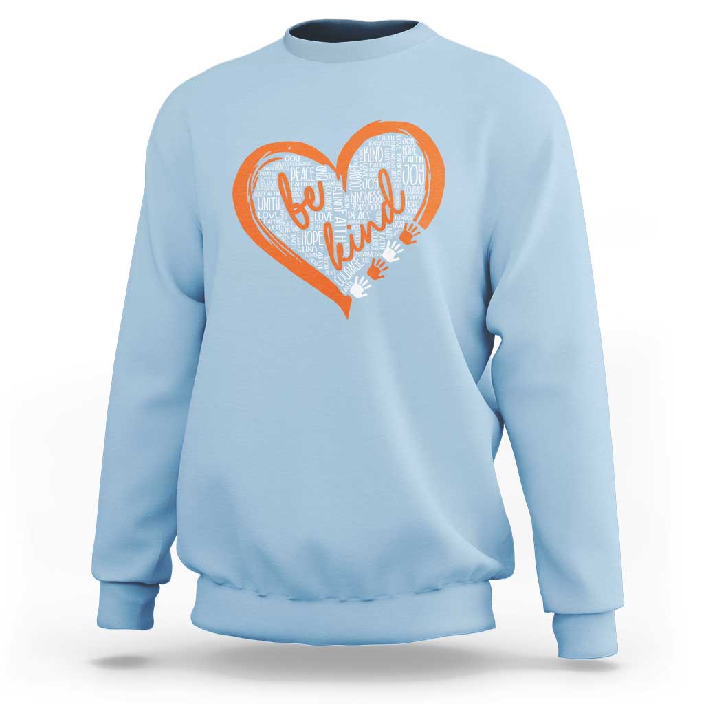 Anti Bullying Sweatshirt Orange Heart Be Kind Unity Day - Wonder Print Shop