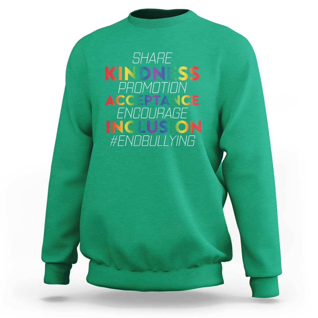 Anti Bullying Sweatshirt Share Kindness Promotion Acceptange Encourage Inclusion - Wonder Print Shop