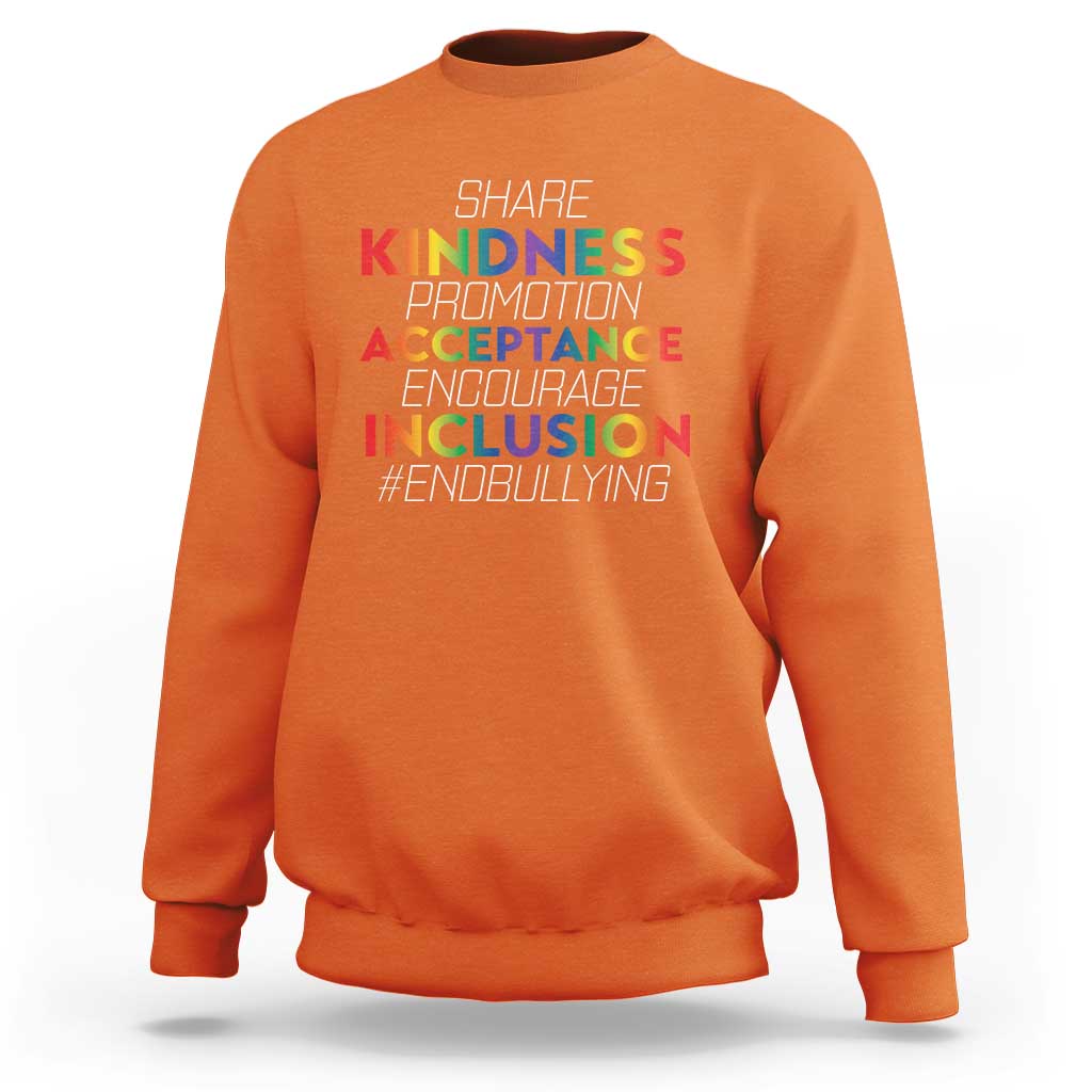 Anti Bullying Sweatshirt Share Kindness Promotion Acceptange Encourage Inclusion - Wonder Print Shop