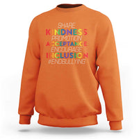 Anti Bullying Sweatshirt Share Kindness Promotion Acceptange Encourage Inclusion - Wonder Print Shop