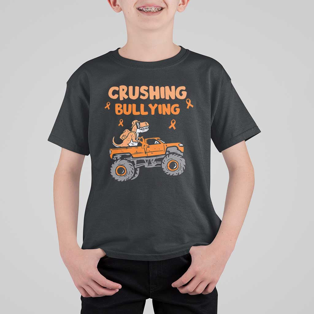 Anti Bullying T Shirt For Kid Crushing Bullying Dinosaur Riding Anti Bullying Prevention - Wonder Print Shop