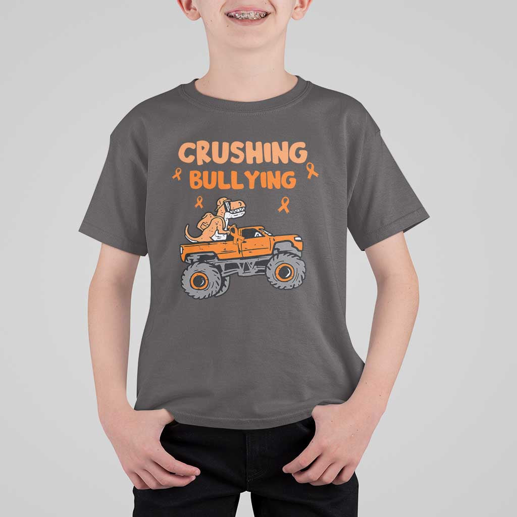 Anti Bullying T Shirt For Kid Crushing Bullying Dinosaur Riding Anti Bullying Prevention - Wonder Print Shop
