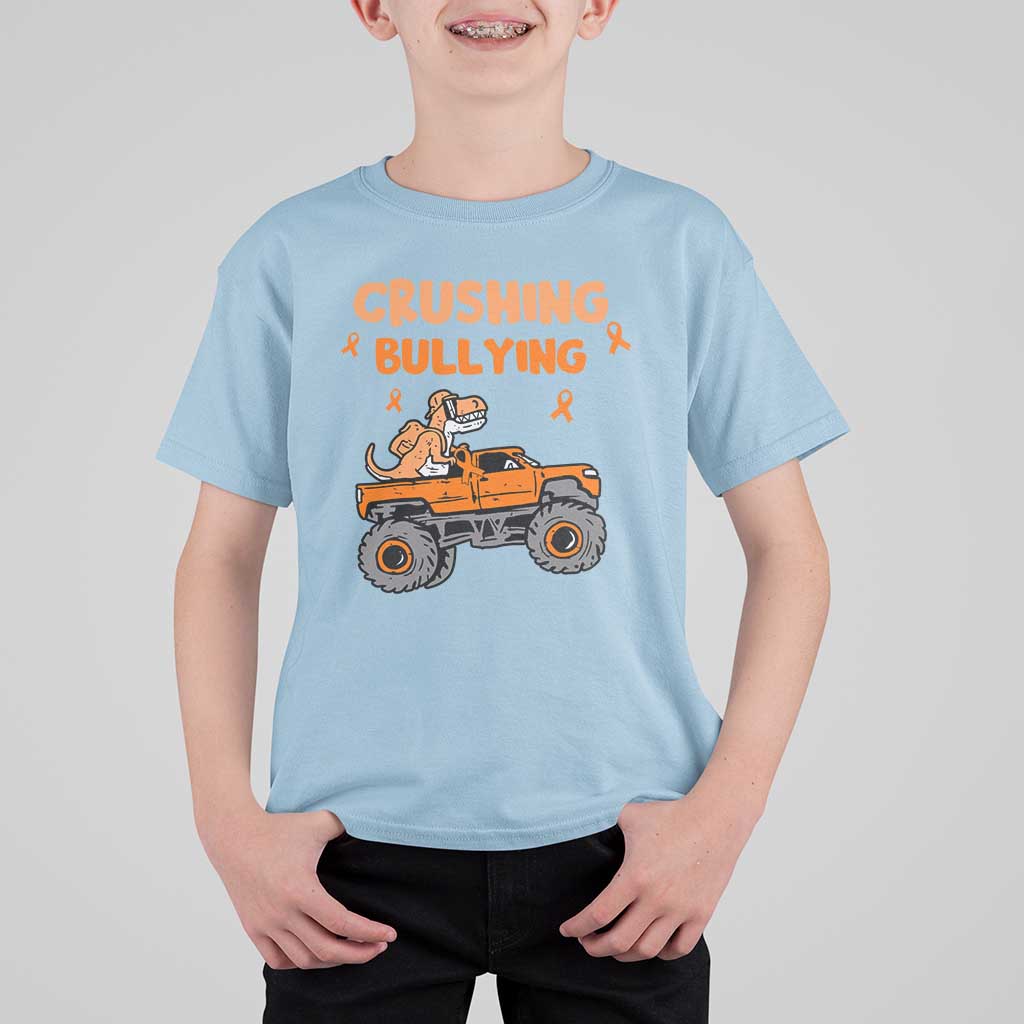Anti Bullying T Shirt For Kid Crushing Bullying Dinosaur Riding Anti Bullying Prevention - Wonder Print Shop
