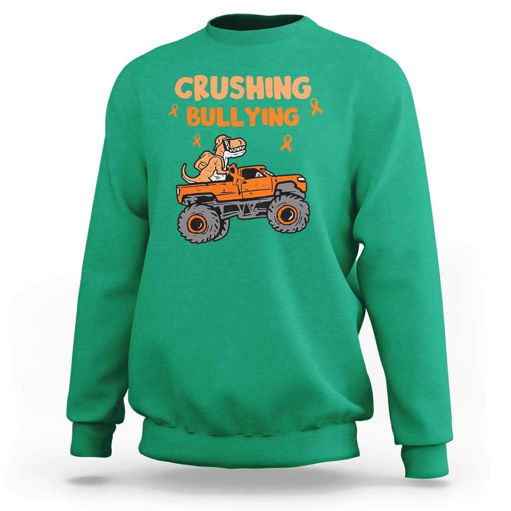 Anti Bullying Sweatshirt Crushing Bullying Dinosaur Riding Anti Bullying Prevention - Wonder Print Shop