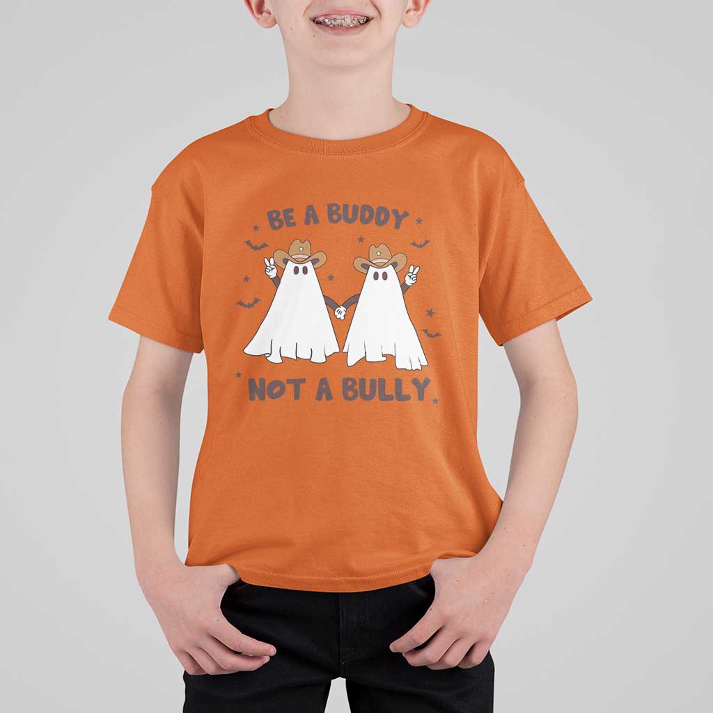Unity Day T Shirt For Kid Be A Buddy Not A Bully Anti Bullying Cowboy Ghost - Wonder Print Shop