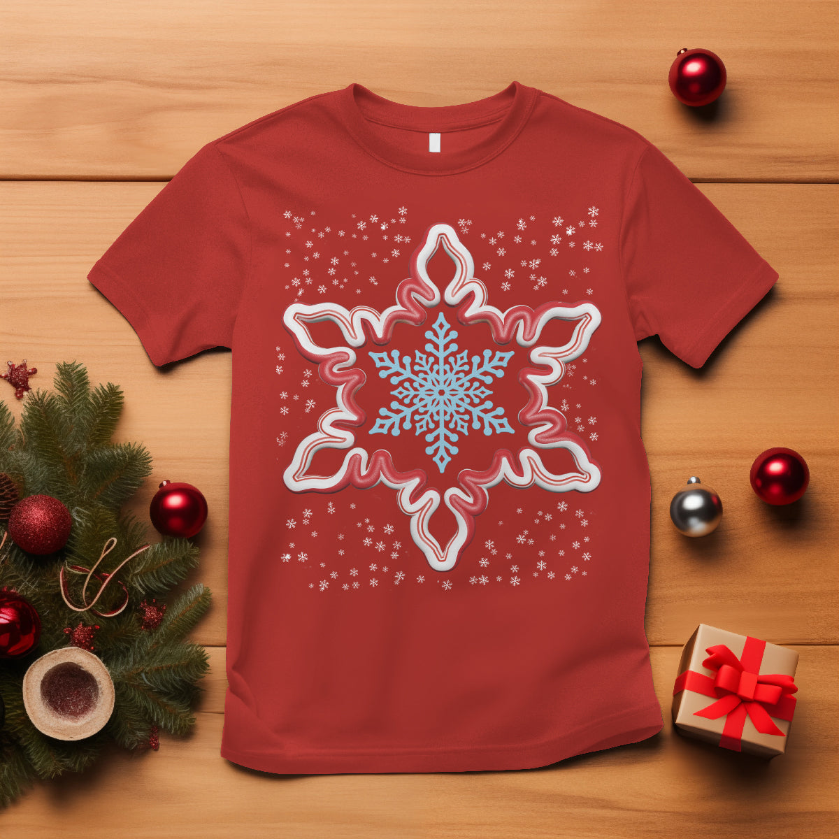 Snowflake Candy Cane Snow Christmas Pajamas T Shirt - Wonder Print Shop