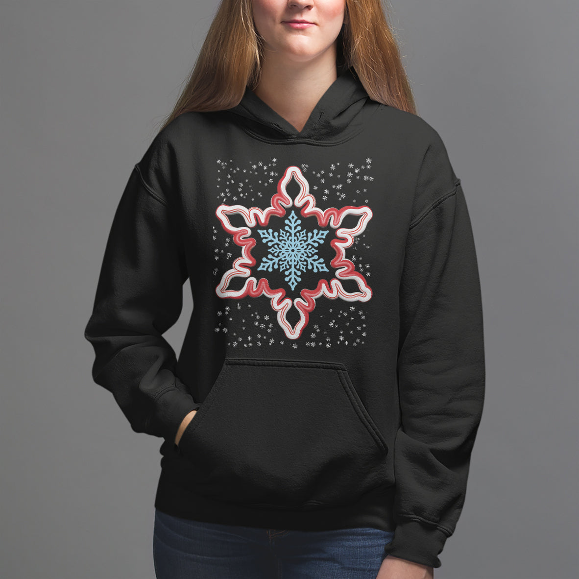 Snowflake Candy Cane Snow Christmas Pajamas Hoodie - Wonder Print Shop
