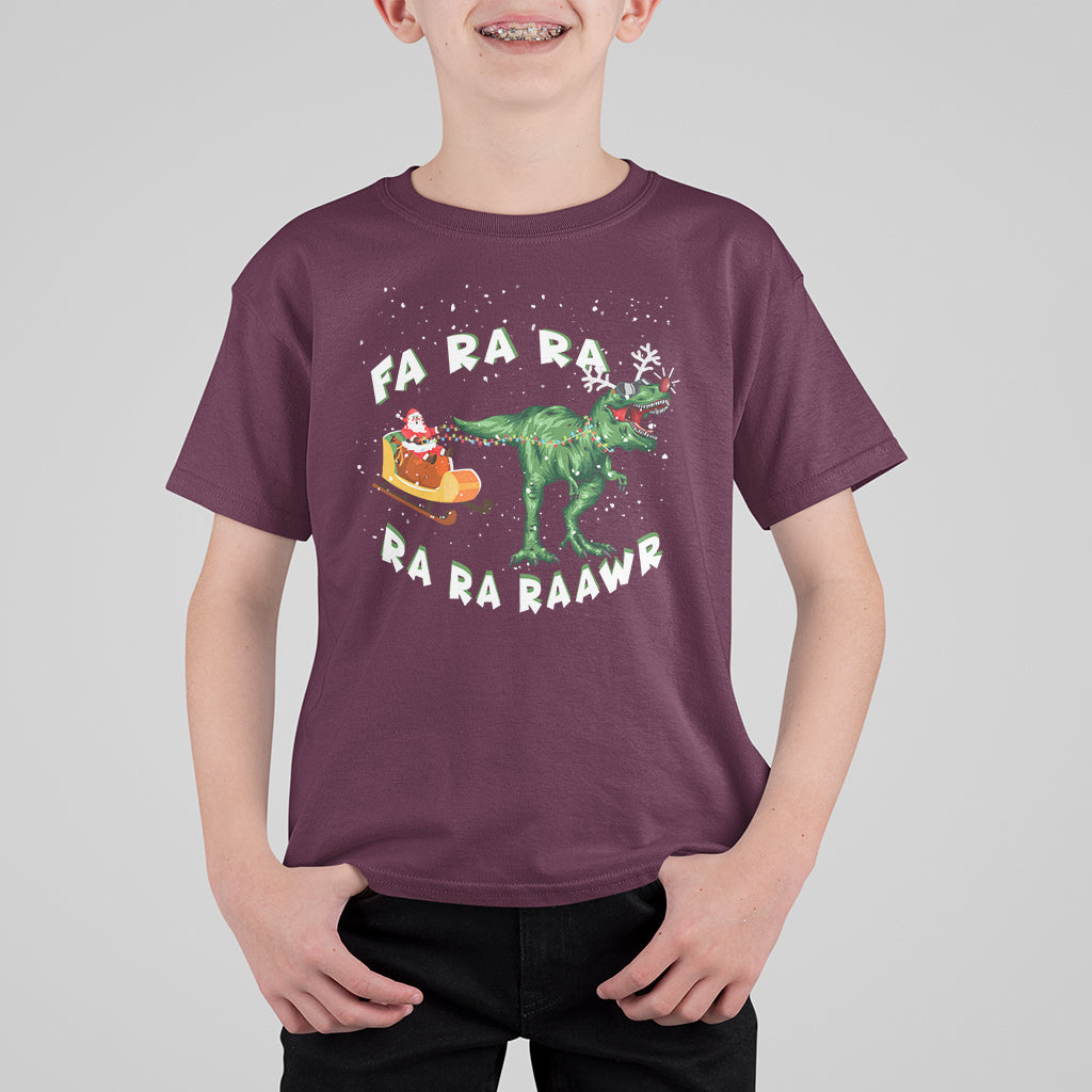 Christmas T Shirt For Kid Tree Rex Fa Ra Rawr T-Rex Dinosaur - Wonder Print Shop
