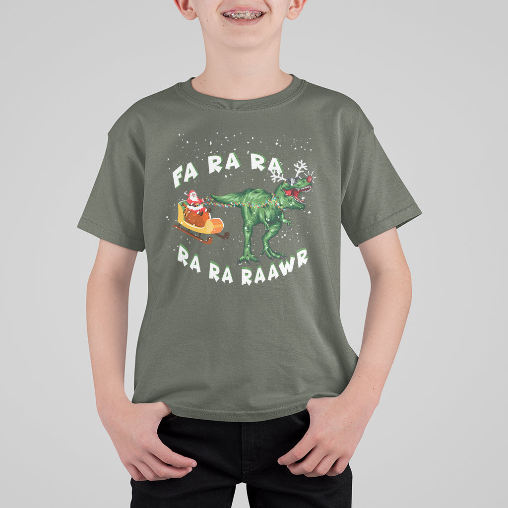 Christmas T Shirt For Kid Tree Rex Fa Ra Rawr T-Rex Dinosaur - Wonder Print Shop
