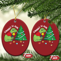 Christmas Cute Dinosaur Christmas Ornament Struggle Is Real - Wonder Print Shop