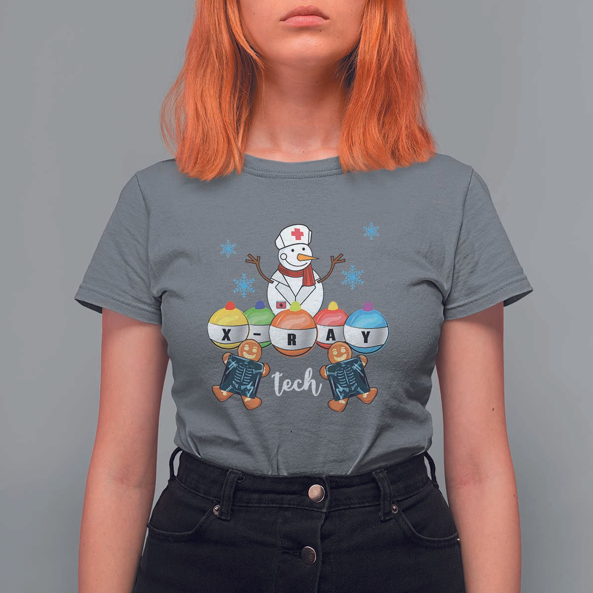 Funny Chrsitmas T Shirt For Women Snowman Nurse Xray Gingerbread - Wonder Print Shop