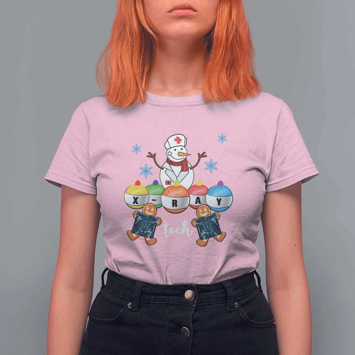 Funny Chrsitmas T Shirt For Women Snowman Nurse Xray Gingerbread - Wonder Print Shop