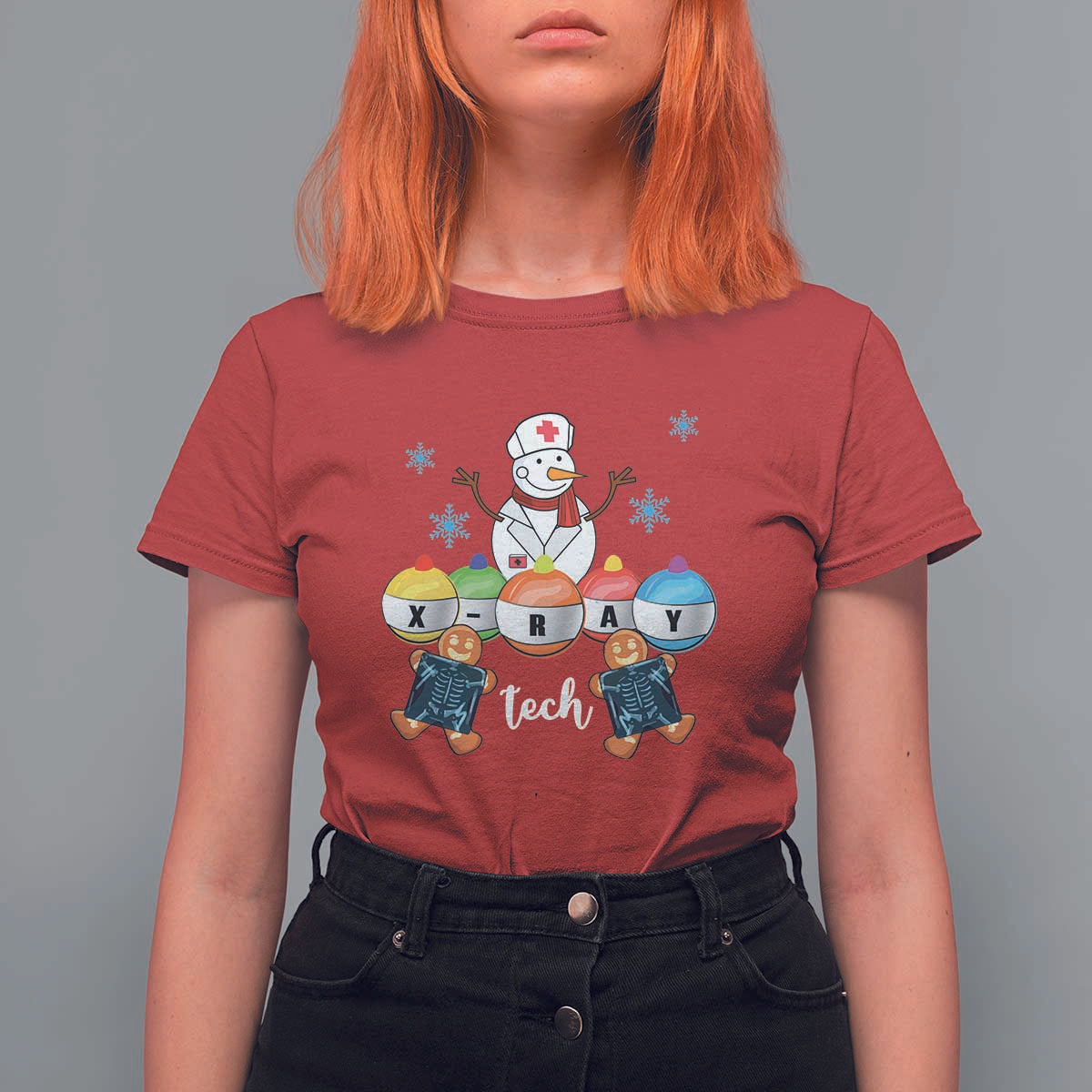 Funny Chrsitmas T Shirt For Women Snowman Nurse Xray Gingerbread - Wonder Print Shop