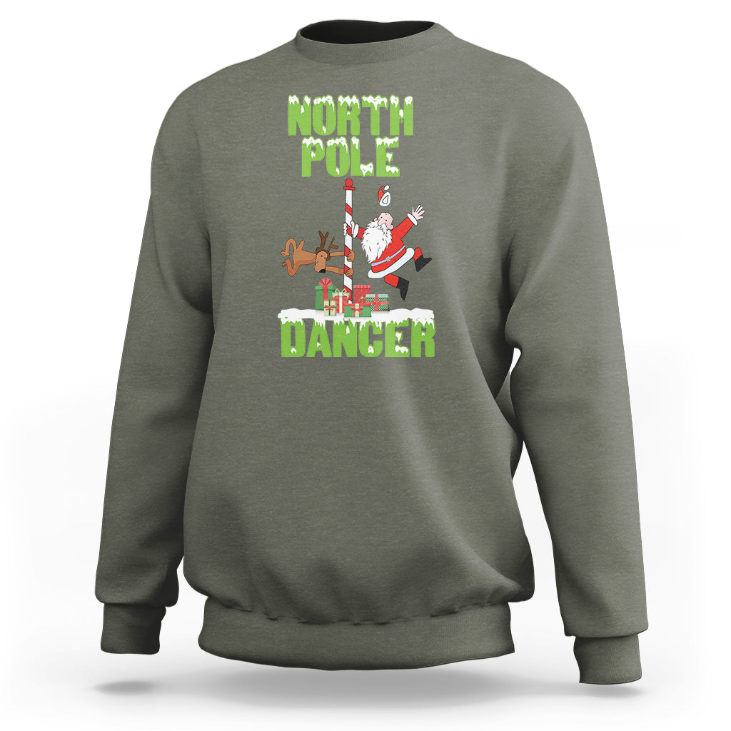 Chrsitmas Sweatshirt North Pole Dancer Reindeer Santa Ugly Xmas - Wonder Print Shop