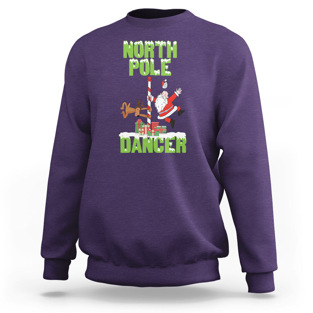 Chrsitmas Sweatshirt North Pole Dancer Reindeer Santa Ugly Xmas - Wonder Print Shop