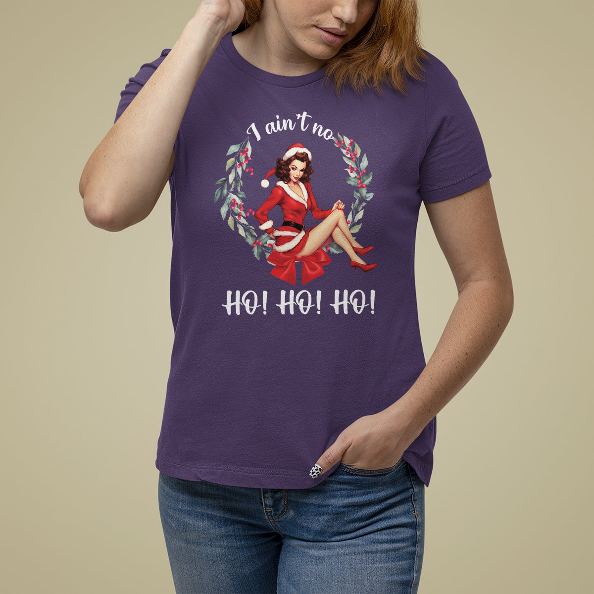 Christmas T Shirt For Women I Ain't No Ho Ho Ho Women Vintage Xmas - Wonder Print Shop