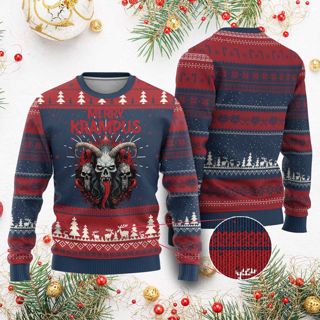 Merry Krampus Ugly Christmas Sweater Horor Xmas Evil - Wonder Print Shop