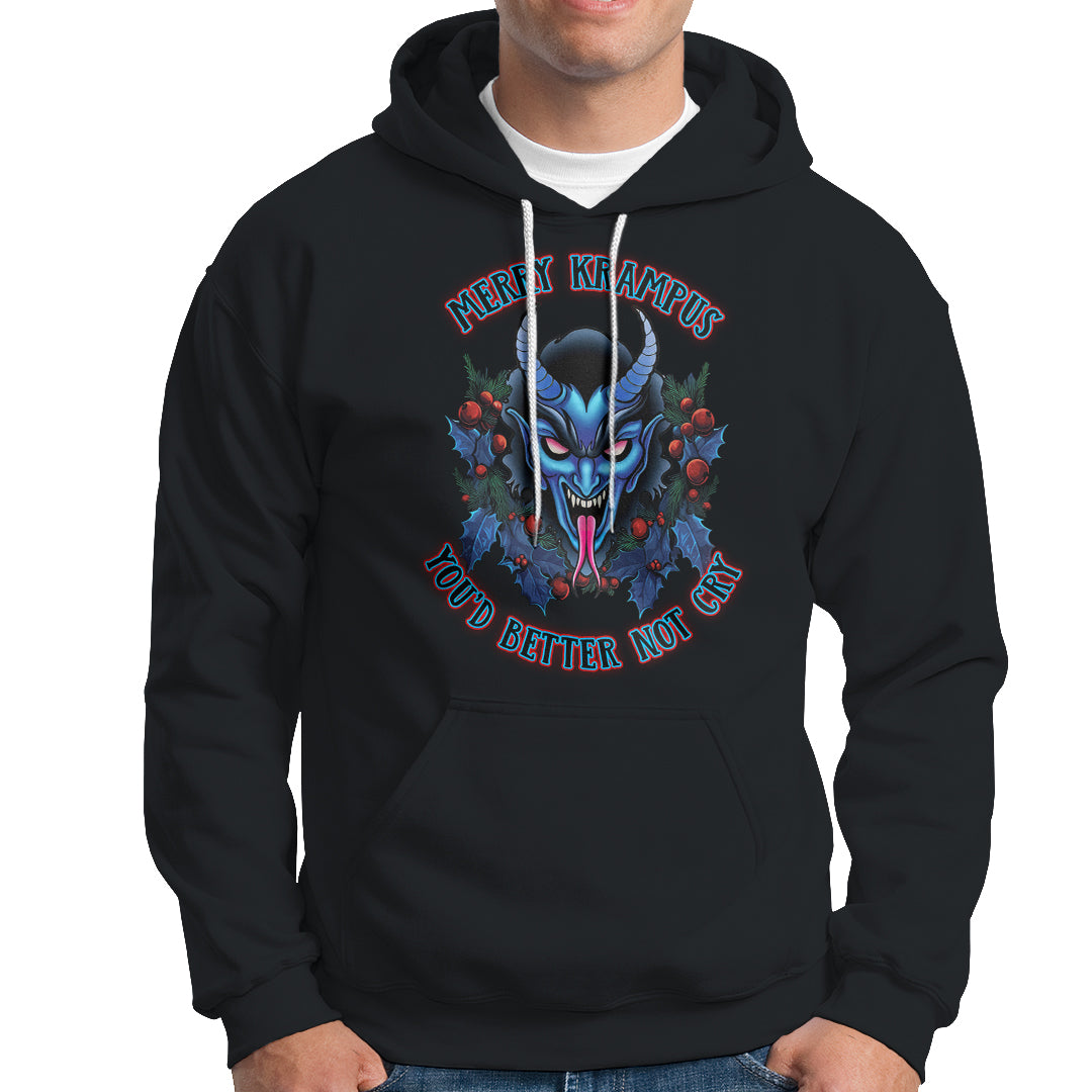 Merry Krampus Horor Christmas You'd Better Not Cry Hoodie - Wonder Print Shop