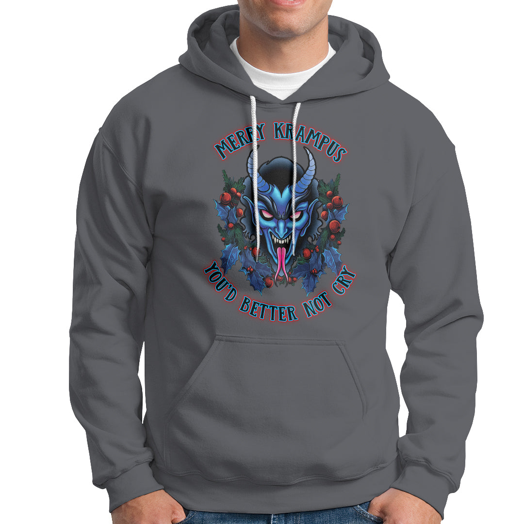 Merry Krampus Horor Christmas You'd Better Not Cry Hoodie - Wonder Print Shop