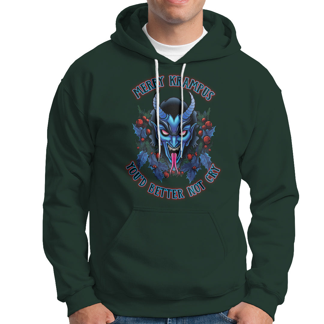Merry Krampus Horor Christmas You'd Better Not Cry Hoodie - Wonder Print Shop