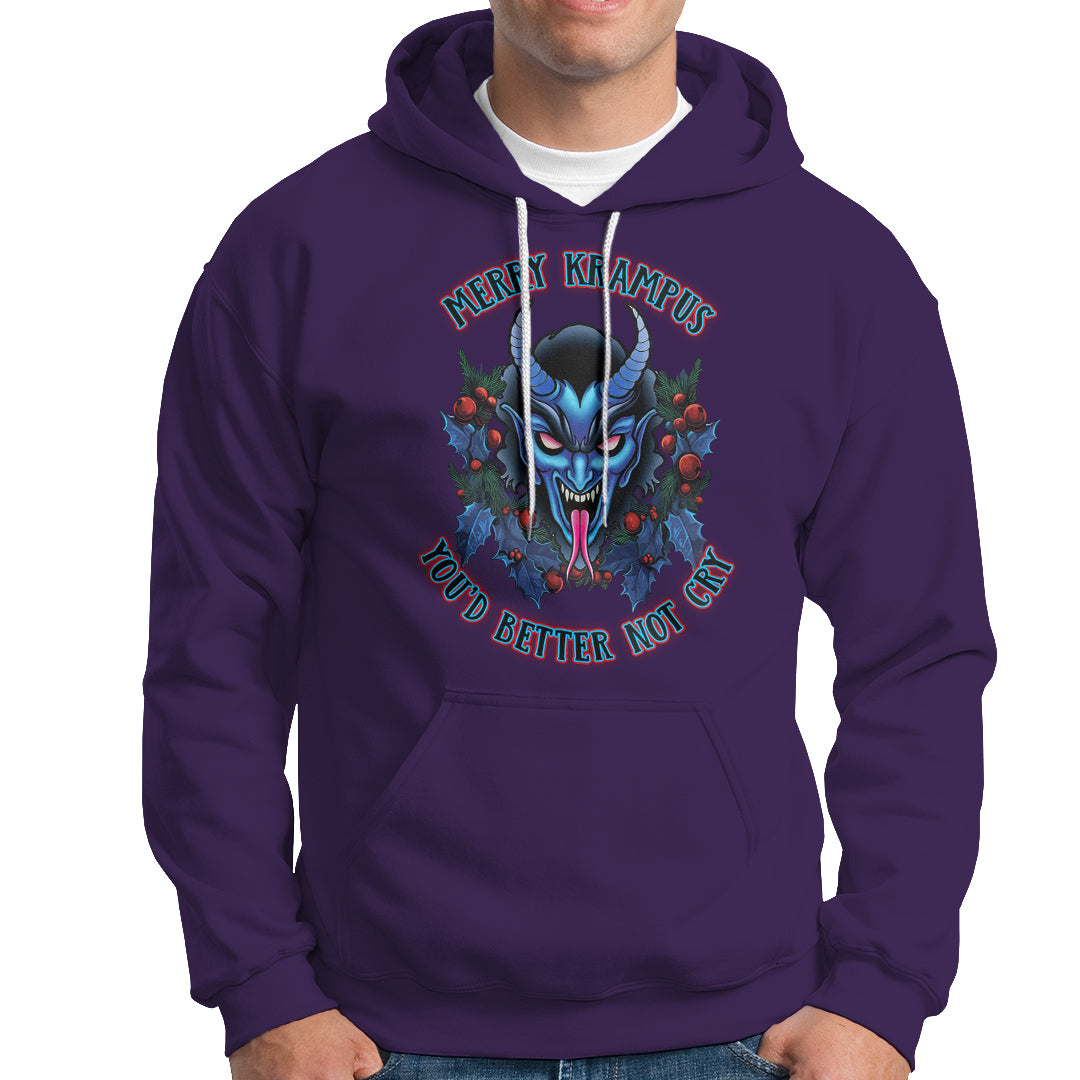 Merry Krampus Horor Christmas You'd Better Not Cry Hoodie - Wonder Print Shop