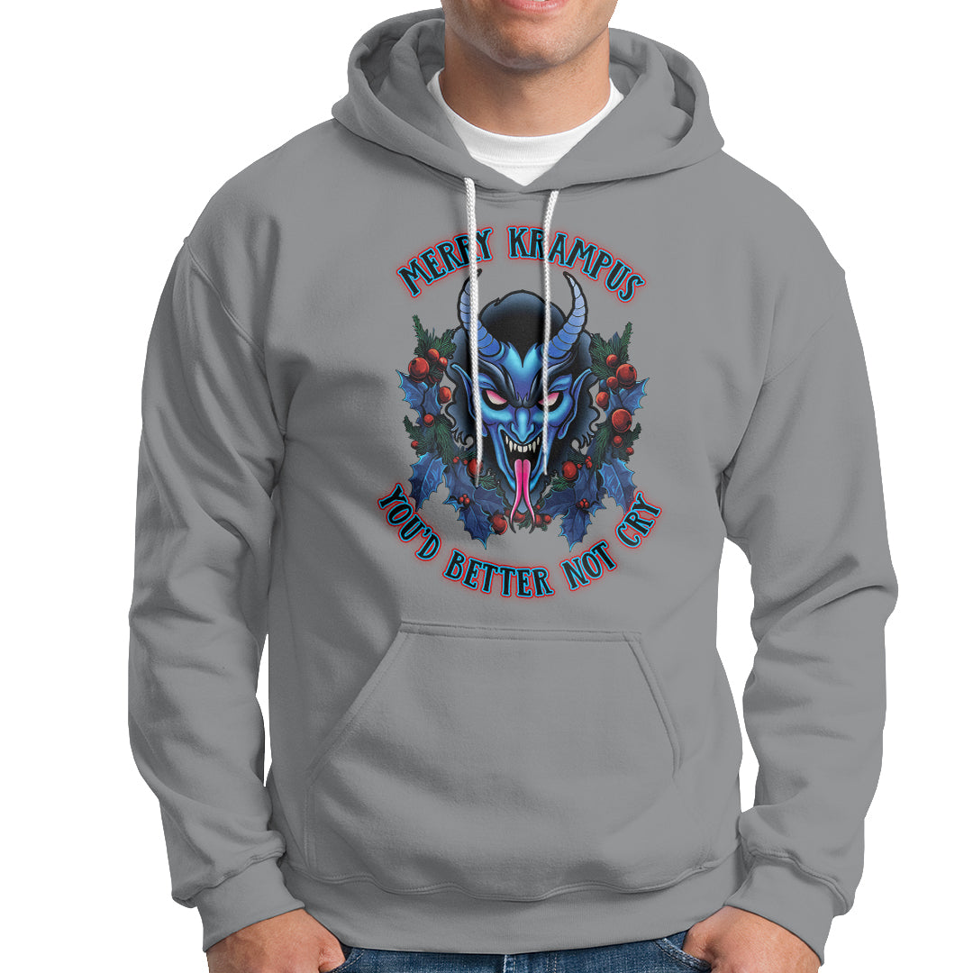 Merry Krampus Horor Christmas You'd Better Not Cry Hoodie - Wonder Print Shop