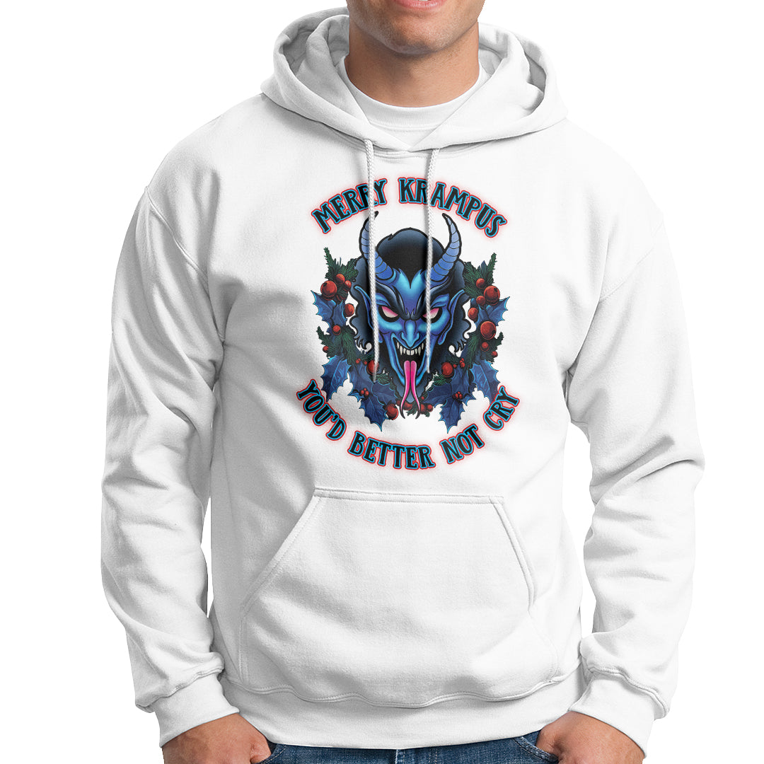 Merry Krampus Horor Christmas You'd Better Not Cry Hoodie - Wonder Print Shop