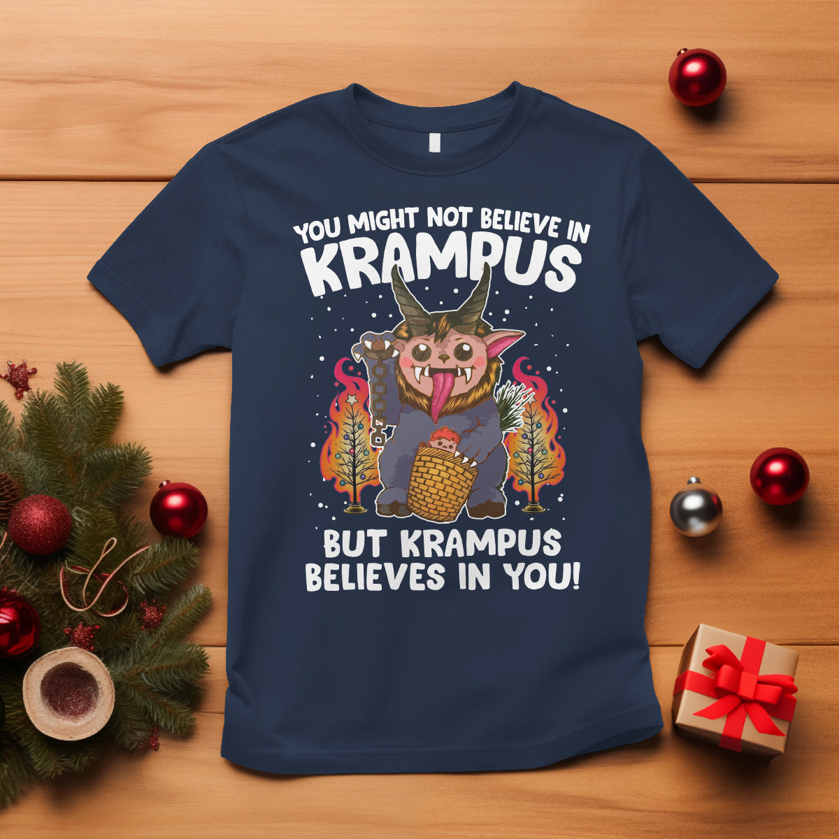 Merry Krampus Believes In You Germanic Christmas Demon Horror T Shirt - Wonder Print Shop