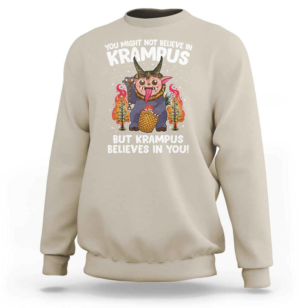 Merry Krampus Believes In You Germanic Christmas Demon Horror Sweatshirt - Wonder Print Shop