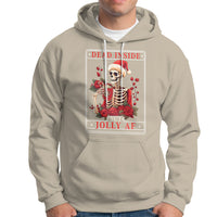 Christmas Hoodie Dead Inside But Jolly AF Funny Chillin'Skeleton - Wonder Print Shop