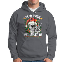 Christmas Hoodie Dead Inside But Jolly AF Funny Skull Skeleton - Wonder Print Shop
