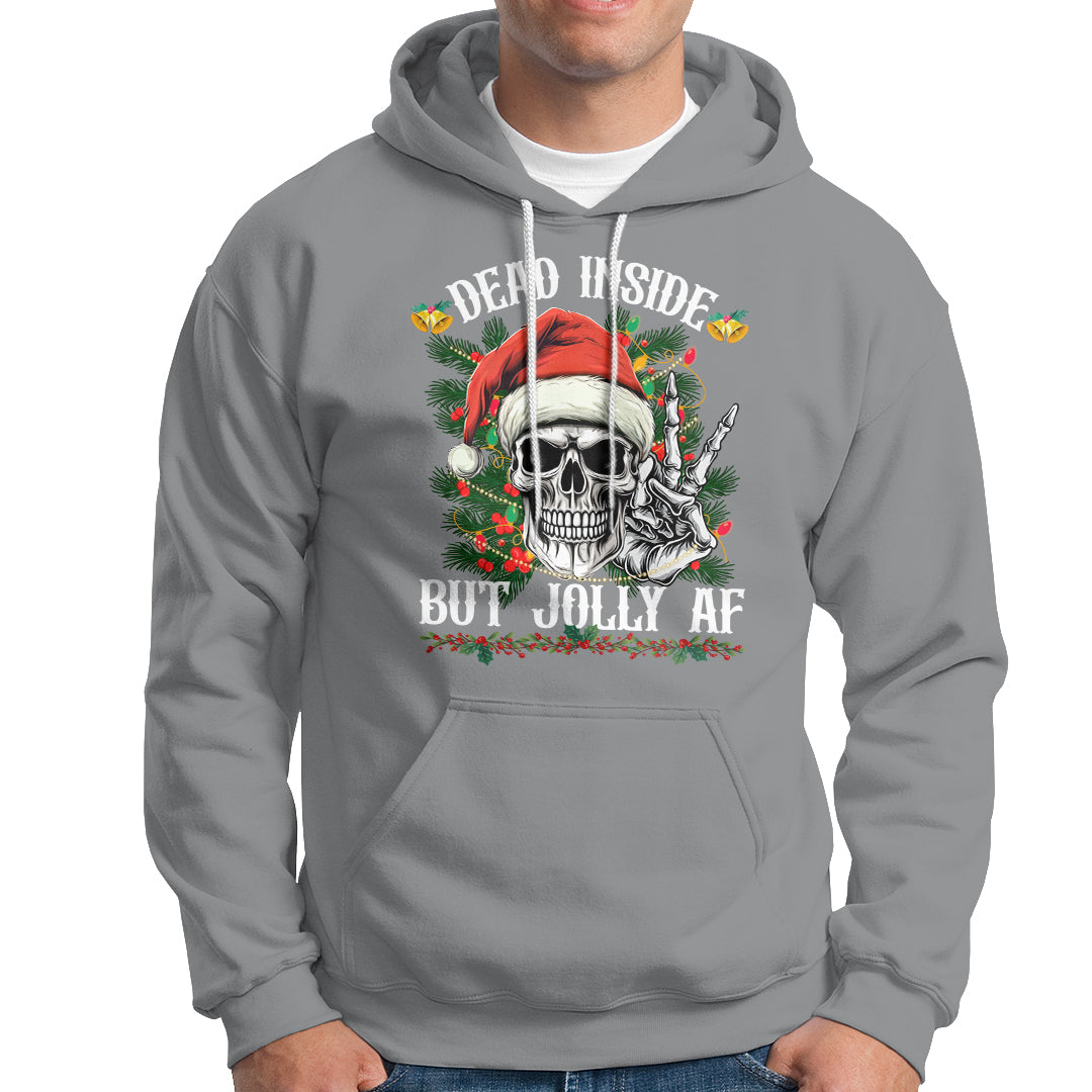 Christmas Hoodie Dead Inside But Jolly AF Funny Skull Skeleton - Wonder Print Shop