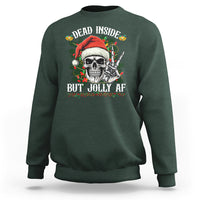 Christmas Sweatshirt Dead Inside But Jolly AF Funny Skull Skeleton - Wonder Print Shop