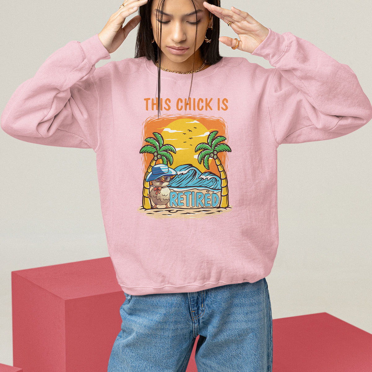 Retirement Sweatshirt This Chick Is Retired Women Relax At The Beach - Wonder Print Shop