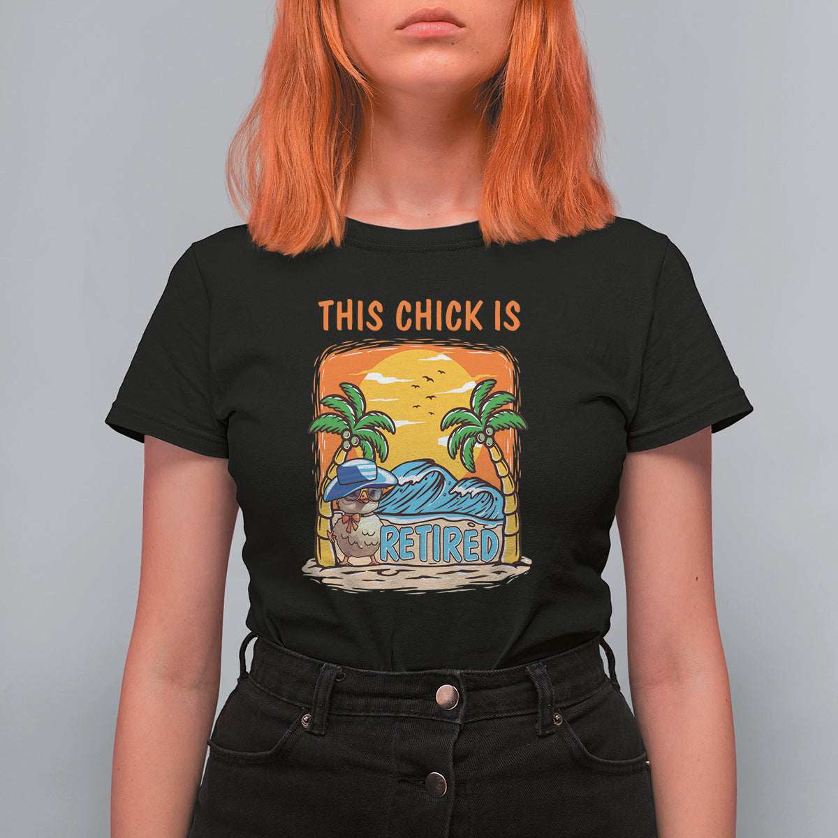 Retirement T Shirt For Women This Chick Is Retired Women Relax At The Beach - Wonder Print Shop