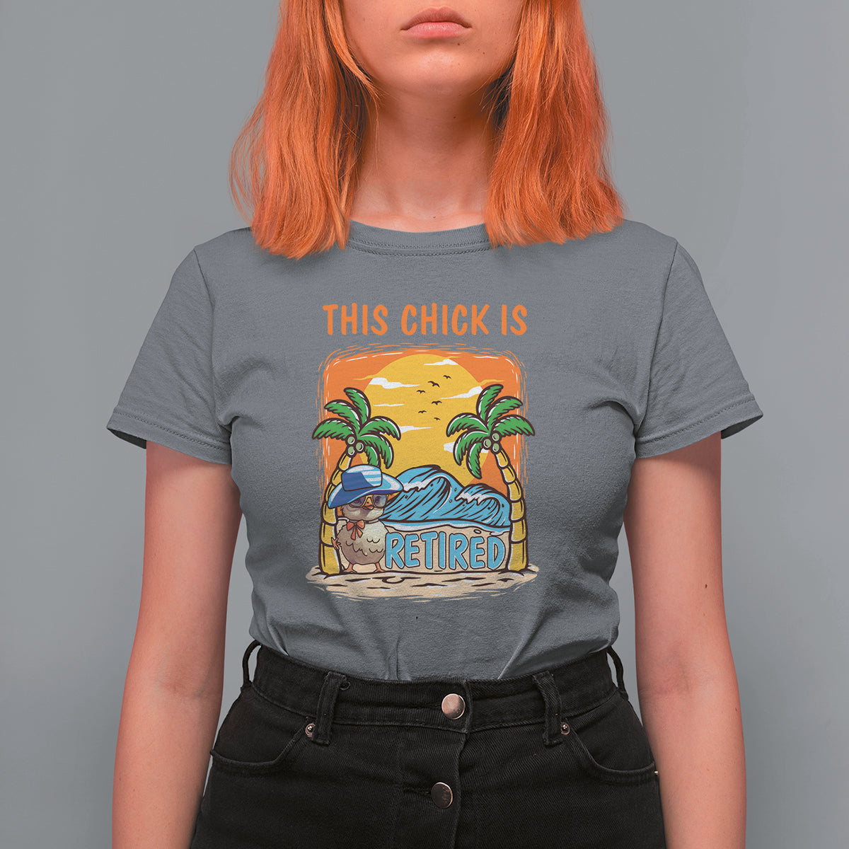 Retirement T Shirt For Women This Chick Is Retired Women Relax At The Beach - Wonder Print Shop