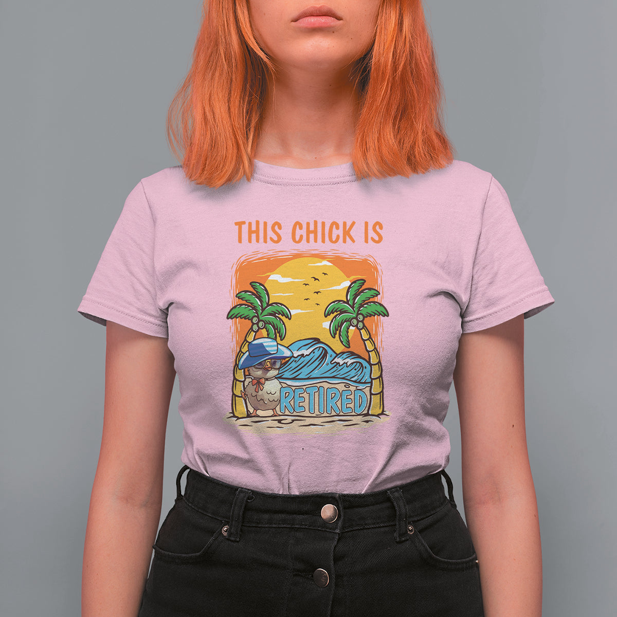 Retirement T Shirt For Women This Chick Is Retired Women Relax At The Beach - Wonder Print Shop